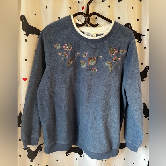 Blue Embroidered Women's Sweater - Picture 1 of 4